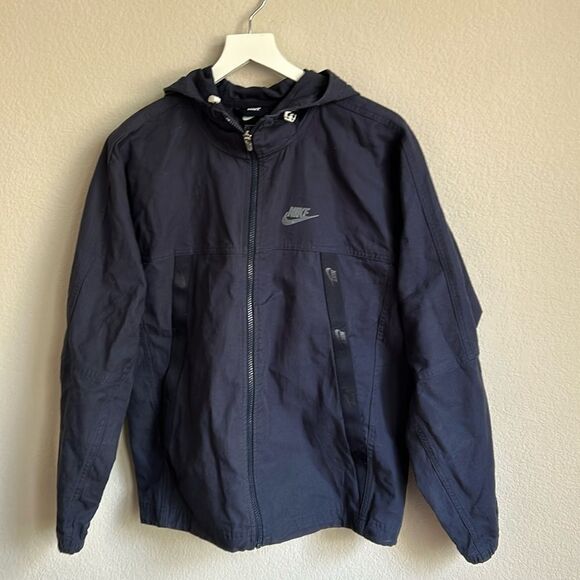 Nike Jackets & Blazers - Nike navy blue hoodie with zipper adjustable waist 100% cotton Size small  NWOT